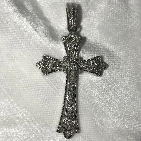 QVC Jewelry Affinity Sterling Silver 925 Diamond Cross